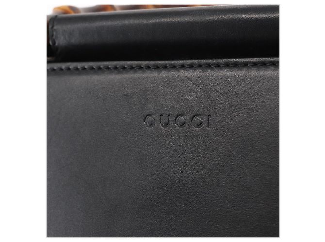 Borsa in pelle 2 in 1 nera della linea Sherry di GUCCI Bamboo 459076 Auth ar13801 Nero D'oro - vista 16