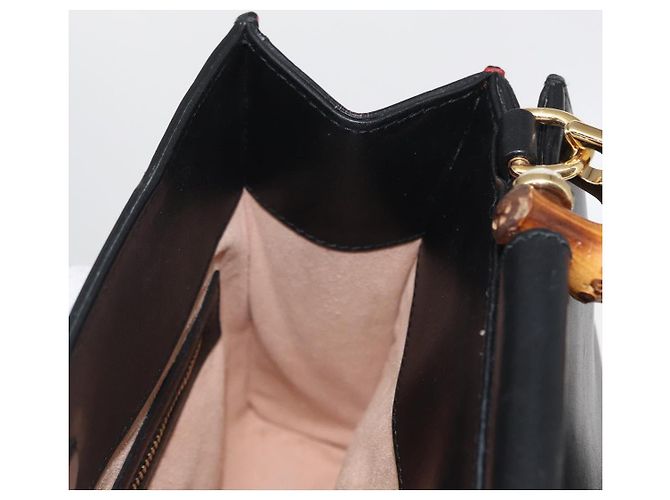 Borsa in pelle 2 in 1 nera della linea Sherry di GUCCI Bamboo 459076 Auth ar13801 Nero D'oro - vista 19