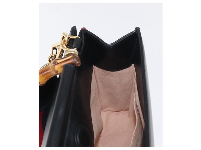 Borsa in pelle 2 in 1 nera della linea Sherry di GUCCI Bamboo 459076 Auth ar13801 Nero D'oro - vista 23