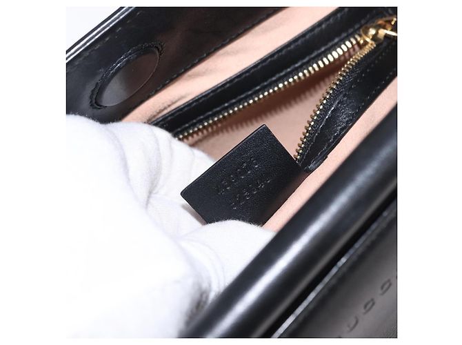 Borsa in pelle 2 in 1 nera della linea Sherry di GUCCI Bamboo 459076 Auth ar13801 Nero D'oro - vista 26