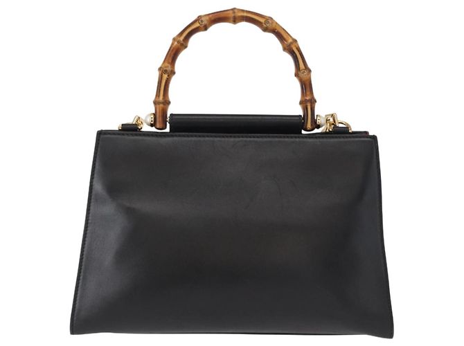 Borsa in pelle 2 in 1 nera della linea Sherry di GUCCI Bamboo 459076 Auth ar13801 Nero D'oro - vista 3