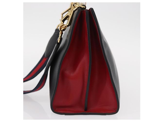 Borsa in pelle 2 in 1 nera della linea Sherry di GUCCI Bamboo 459076 Auth ar13801 Nero D'oro - vista 4