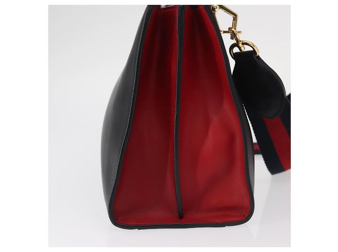 Borsa in pelle 2 in 1 nera della linea Sherry di GUCCI Bamboo 459076 Auth ar13801 Nero D'oro - vista 5
