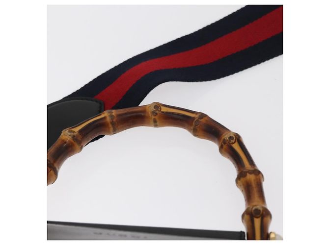Borsa in pelle 2 in 1 nera della linea Sherry di GUCCI Bamboo 459076 Auth ar13801 Nero D'oro - vista 8