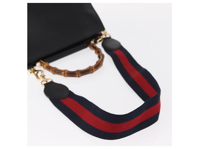 Borsa in pelle 2 in 1 nera della linea Sherry di GUCCI Bamboo 459076 Auth ar13801 Nero D'oro - vista 9