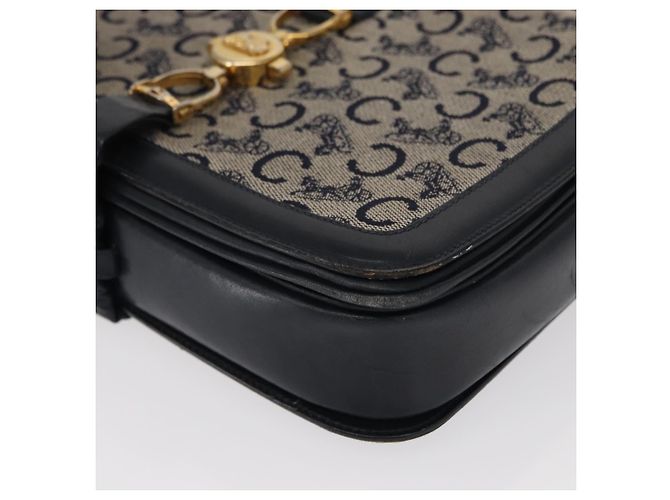 Céline Borsa a Spalla Celine C Sulky Blu Navy Oro Auth 154468 D'oro - vista 11