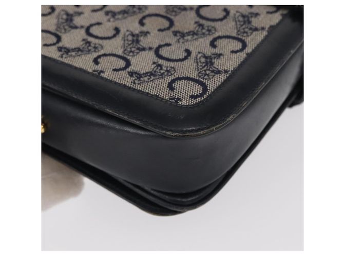Céline Borsa a Spalla Celine C Sulky Blu Navy Oro Auth 154468 D'oro - vista 12