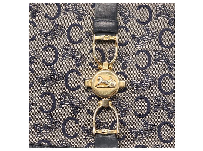 Céline Borsa a Spalla Celine C Sulky Blu Navy Oro Auth 154468 D'oro - vista 14