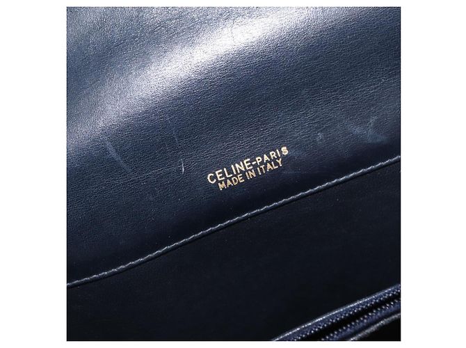 Céline Borsa a Spalla Celine C Sulky Blu Navy Oro Auth 154468 D'oro - vista 16