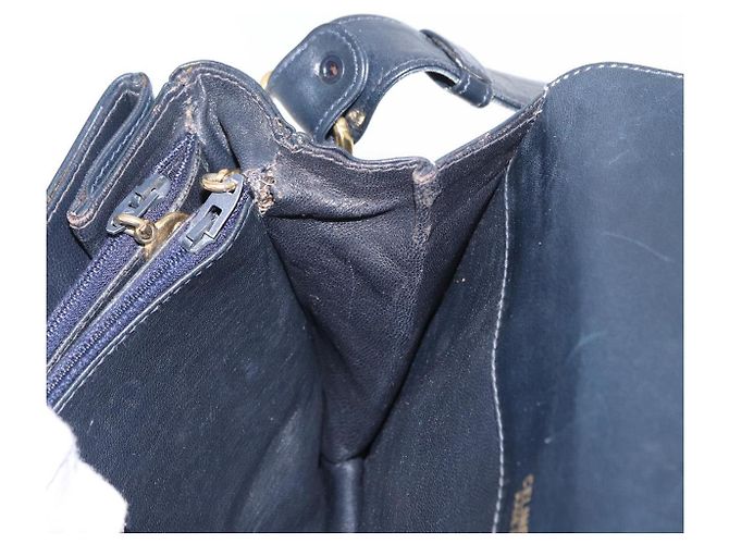 Céline Borsa a Spalla Celine C Sulky Blu Navy Oro Auth 154468 D'oro - vista 19