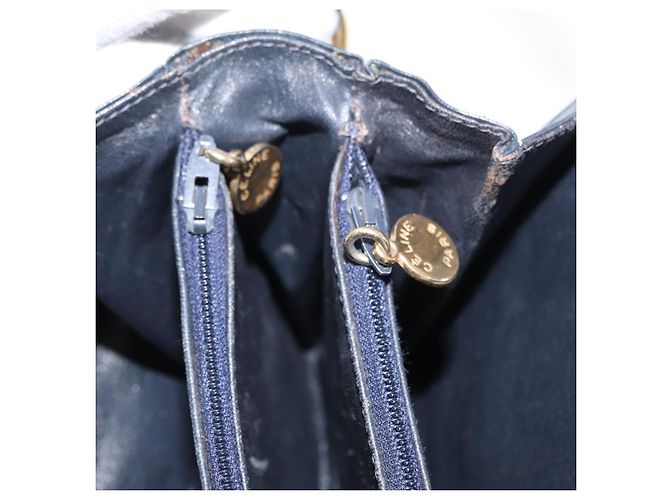 Céline Borsa a Spalla Celine C Sulky Blu Navy Oro Auth 154468 D'oro - vista 22