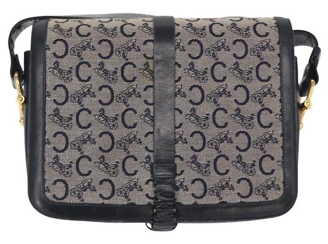Céline Borsa a Spalla Celine C Sulky Blu Navy Oro Auth 154468 D'oro - vista 3