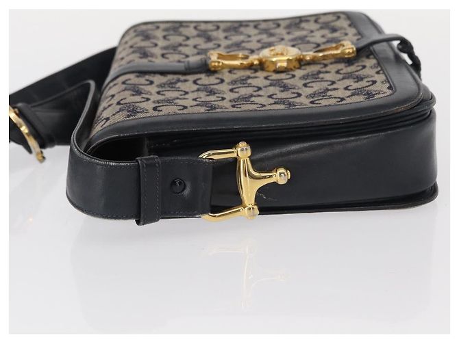 Céline Borsa a Spalla Celine C Sulky Blu Navy Oro Auth 154468 D'oro - vista 5