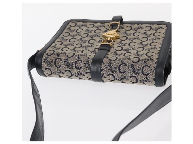 Céline Borsa a Spalla Celine C Sulky Blu Navy Oro Auth 154468 D'oro - vista 6