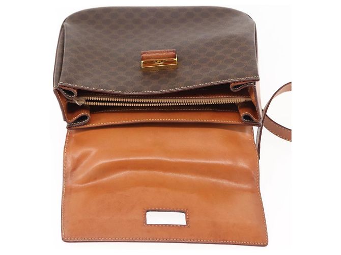 Céline Borsa a mano in tela Macadam CELINE in pelle PVC 2 in 1 marrone oro Auth 146100 D'oro - vista 10