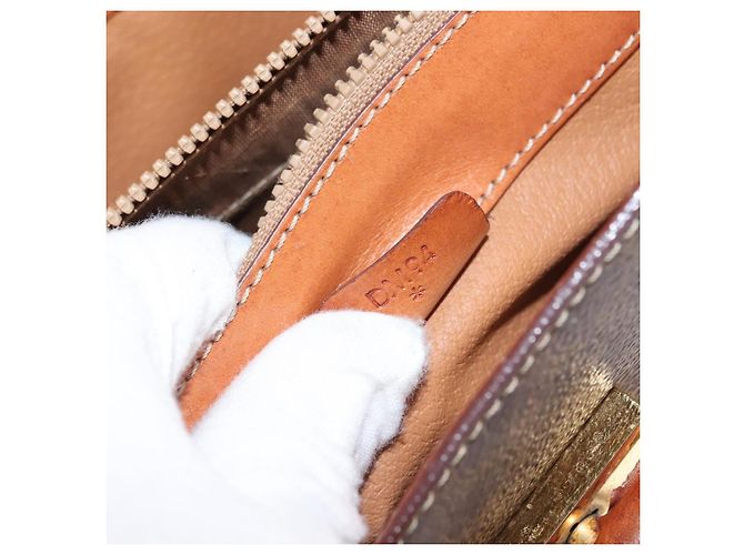 Céline Borsa a mano in tela Macadam CELINE in pelle PVC 2 in 1 marrone oro Auth 146100 D'oro - vista 12