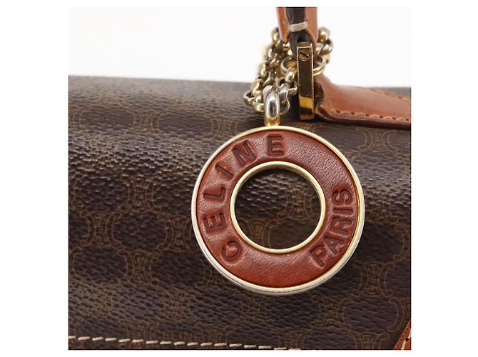 Céline Borsa a mano in tela Macadam CELINE in pelle PVC 2 in 1 marrone oro Auth 146100 D'oro - vista 19
