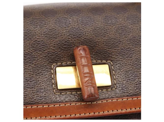 Céline Borsa a mano in tela Macadam CELINE in pelle PVC 2 in 1 marrone oro Auth 146100 D'oro - vista 20