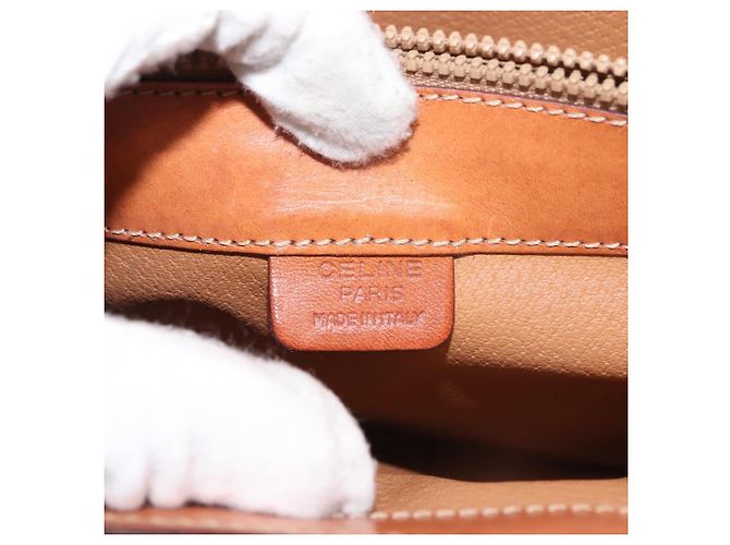 Céline Borsa a mano in tela Macadam CELINE in pelle PVC 2 in 1 marrone oro Auth 146100 D'oro - vista 21