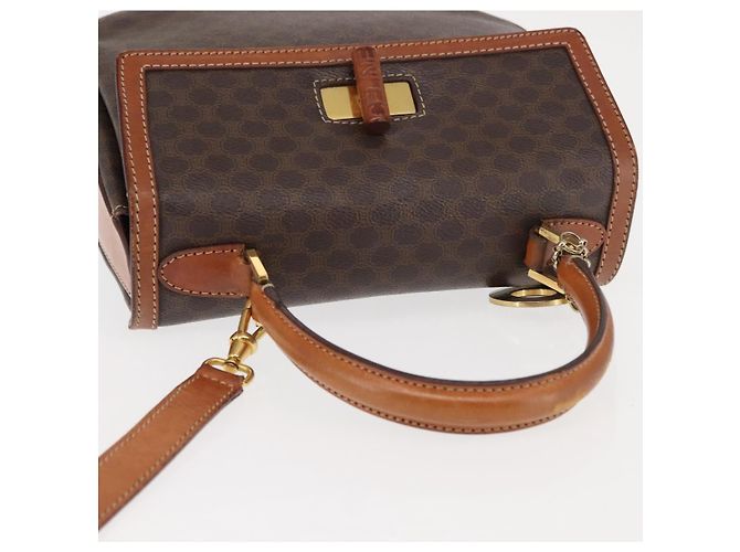 Céline Borsa a mano in tela Macadam CELINE in pelle PVC 2 in 1 marrone oro Auth 146100 D'oro - vista 6