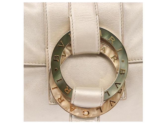 Bulgari Borsa a Spalla BVLGARI Chandra in Pelle Argento Oro Auth hk3110 D'oro - vista 18