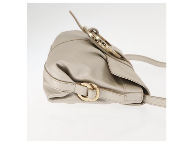 Bulgari Borsa a Spalla BVLGARI Chandra in Pelle Argento Oro Auth hk3110 D'oro - vista 3