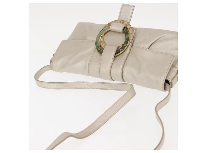 Bulgari Borsa a Spalla BVLGARI Chandra in Pelle Argento Oro Auth hk3110 D'oro - vista 6