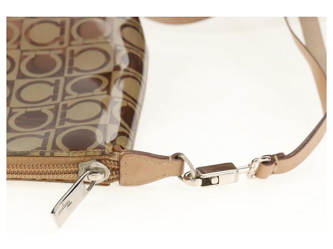 Bolso Tote Gancini de Vinilo Marrón Plata de Salvatore Ferragamo Auth bs29993 - vista 19