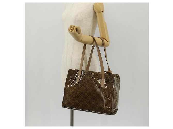 Bolso Tote Gancini de Vinilo Marrón Plata de Salvatore Ferragamo Auth bs29993 - vista 25