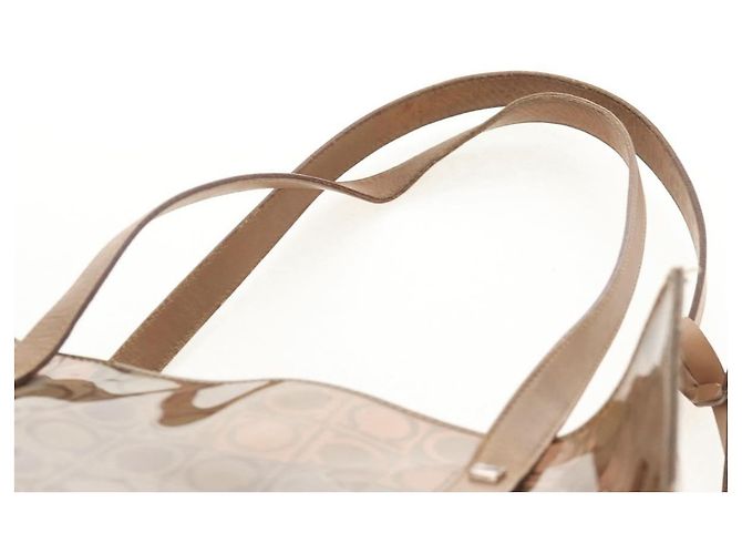 Bolso Tote Gancini de Vinilo Marrón Plata de Salvatore Ferragamo Auth bs29993 - vista 9