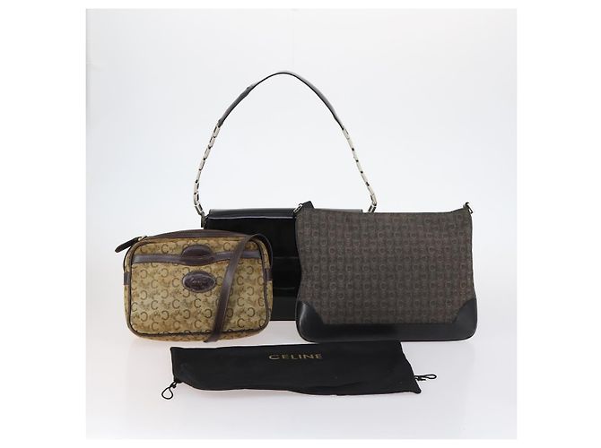 Céline CELINE C Macadam Canvas Schultertasche Emaille 3Set Braun Schwarz Beige Auth bs29851 - Ansicht 22