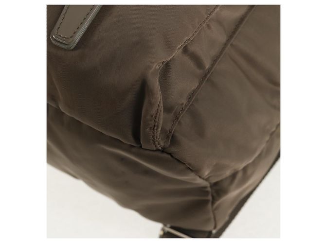 PRADA Rucksack aus grauem Nylon mit Silber authentisch 145848 Braun - Ansicht 15