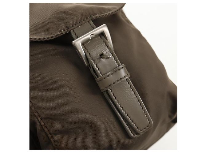 PRADA Rucksack aus grauem Nylon mit Silber authentisch 145848 Braun - Ansicht 18