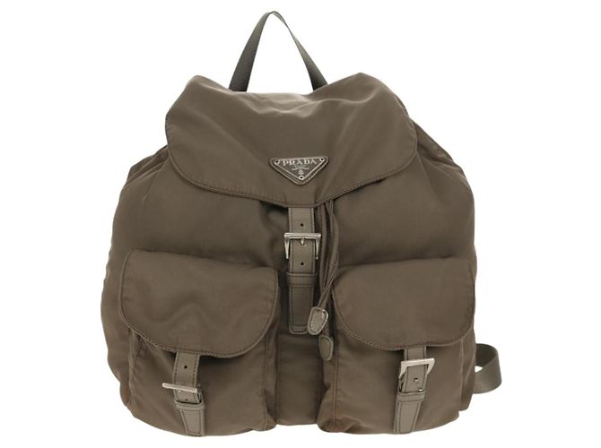 PRADA Rucksack aus grauem Nylon mit Silber authentisch 145848 Braun - Ansicht 2