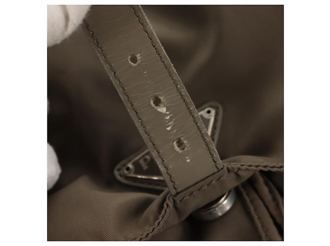 PRADA Rucksack aus grauem Nylon mit Silber authentisch 145848 Braun - Ansicht 23
