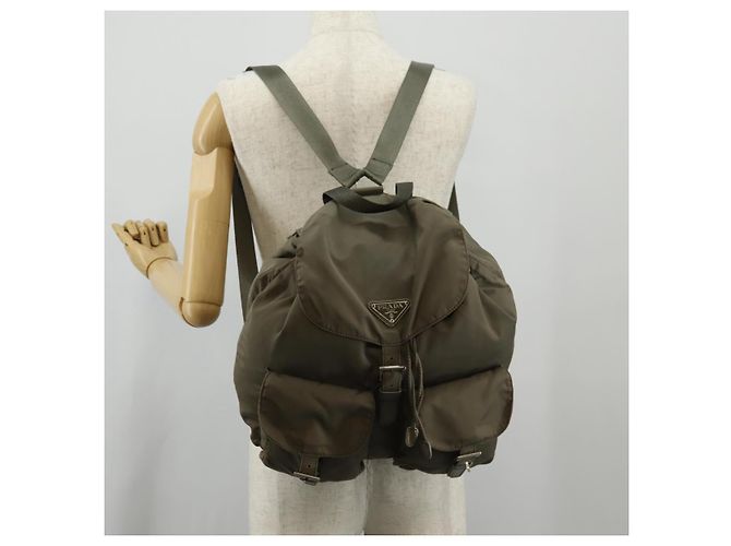PRADA Rucksack aus grauem Nylon mit Silber authentisch 145848 Braun - Ansicht 33