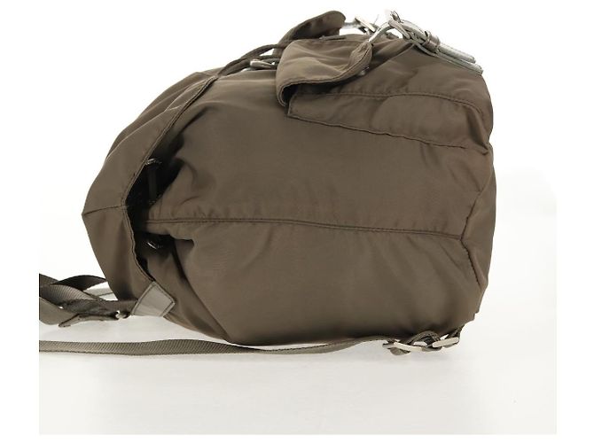 PRADA Rucksack aus grauem Nylon mit Silber authentisch 145848 Braun - Ansicht 4