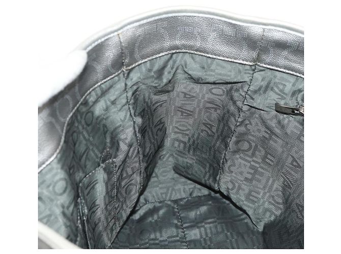 Borsa Tote Gancini in Pelle Argento Salvatore Ferragamo Auth BA6592 - vista 20