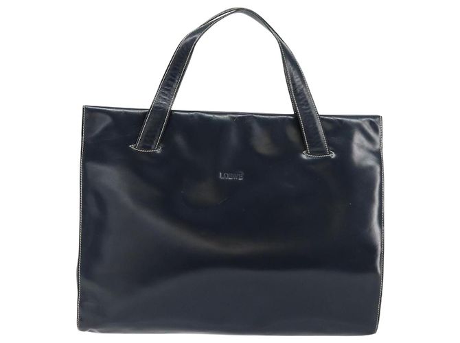 Borsa a mano LOEWE in pelle blu navy e oro Auth bs31051 D'oro - vista 13