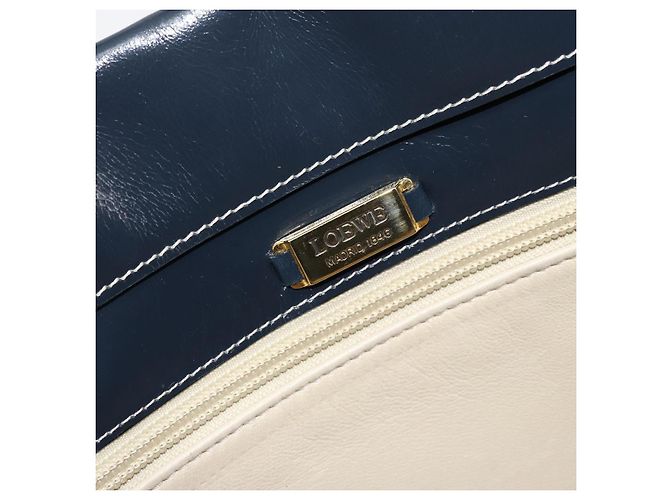 Borsa a mano LOEWE in pelle blu navy e oro Auth bs31051 D'oro - vista 17