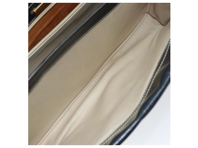 Borsa a mano LOEWE in pelle blu navy e oro Auth bs31051 D'oro - vista 21