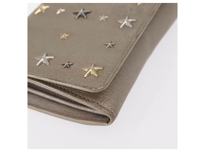 Borsa a spalla in pelle beige e argento con borchie a stella Jimmy Choo Auth bs30998 - vista 14
