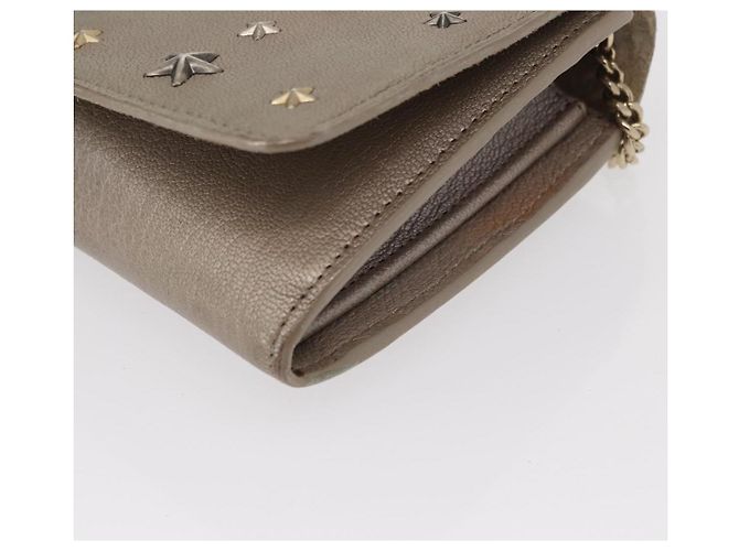 Borsa a spalla in pelle beige e argento con borchie a stella Jimmy Choo Auth bs30998 - vista 15