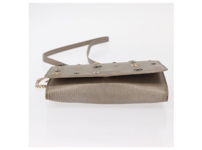 Borsa a spalla in pelle beige e argento con borchie a stella Jimmy Choo Auth bs30998 - vista 5