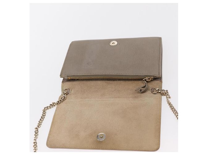 Borsa a spalla in pelle beige e argento con borchie a stella Jimmy Choo Auth bs30998 - vista 9