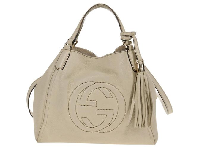 Borsa a Spalla Gucci Soho in Pelle 2 in 1 Bianca Auth ki5995 Bianco - vista 2