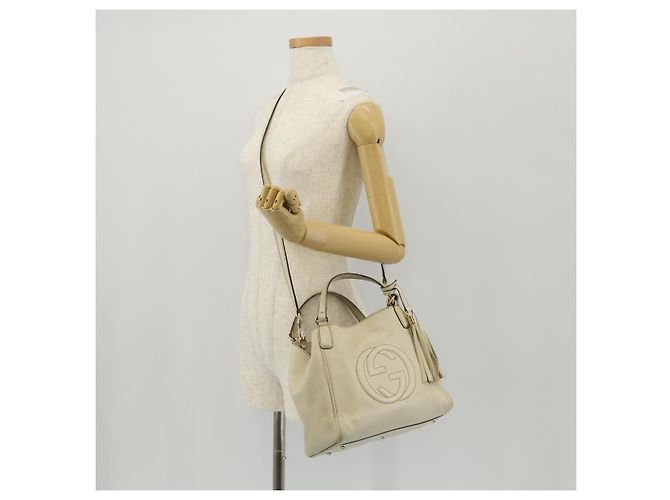 Borsa a Spalla Gucci Soho in Pelle 2 in 1 Bianca Auth ki5995 Bianco - vista 27