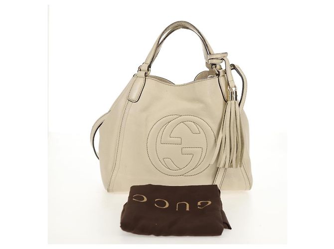 Borsa a Spalla Gucci Soho in Pelle 2 in 1 Bianca Auth ki5995 Bianco - vista 28