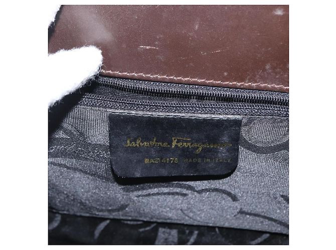 Borsa a mano Salvatore Ferragamo in pelle marrone dorato Auth ka006 - vista 12