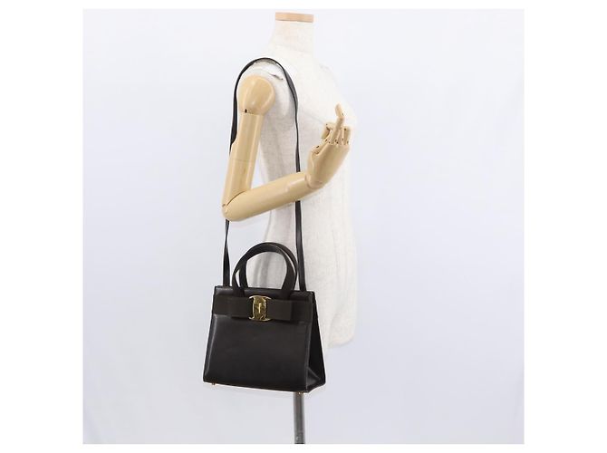 Borsa a mano Salvatore Ferragamo in pelle marrone dorato Auth ka006 - vista 22